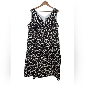 Dark Brown and White Patterned Midi Dress A-line Flowy Animal Print Giraffe